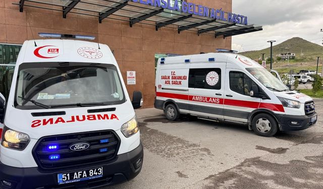 Niğde'de lastiği patlayan minibüs şarampole devrildi