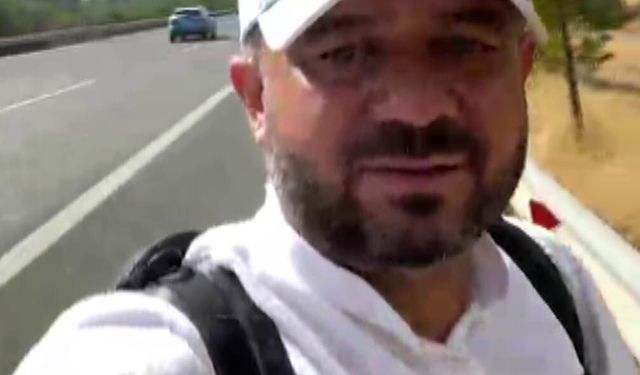 Yürüyerek ve otostop çekerek umreye gidiyor