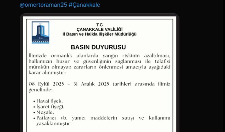 Çanakkale'de orman yangınlarına karşı önlemler
