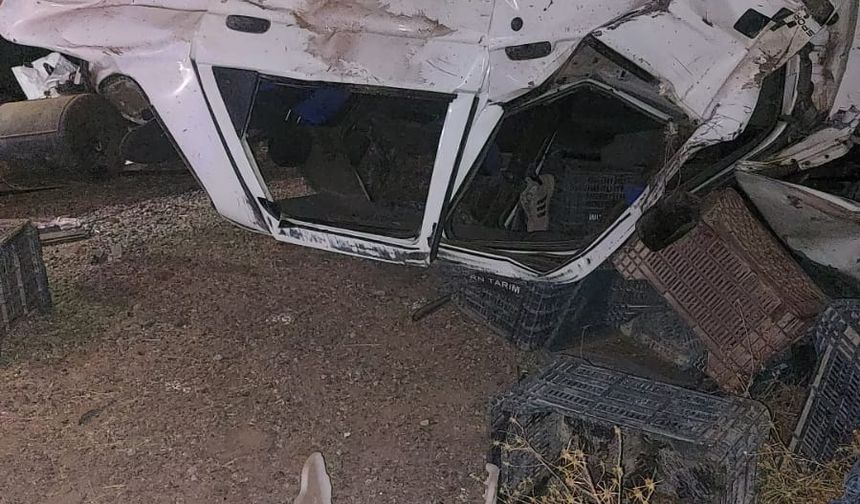 Otomobil, refüje çarpıp devrildi!