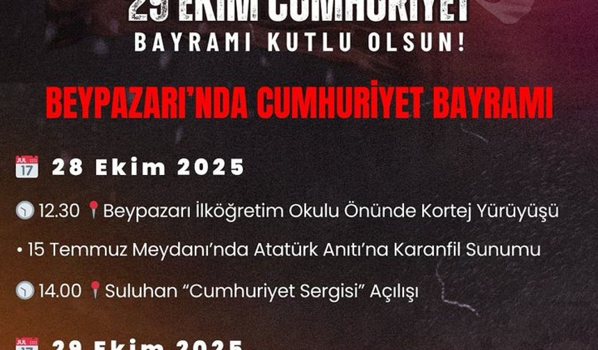 Beypazarı'nda 29 Ekim Cumhuriyet Bayramı coşkuyla kutlanacak!