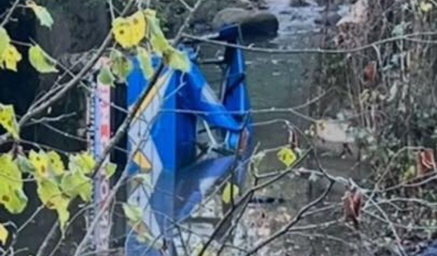 Zonguldak'ta tekerleği kopan tarım aracı dereye düştü