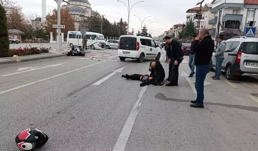 Karaman'da motosikletin sürücüsü ağır yaralandı