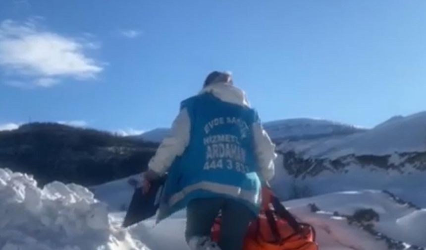 Posof’ta Kar ve Soğuk Engel Olmadı: Evde Sağlık Hizmeti Hastalara Ulaştı
