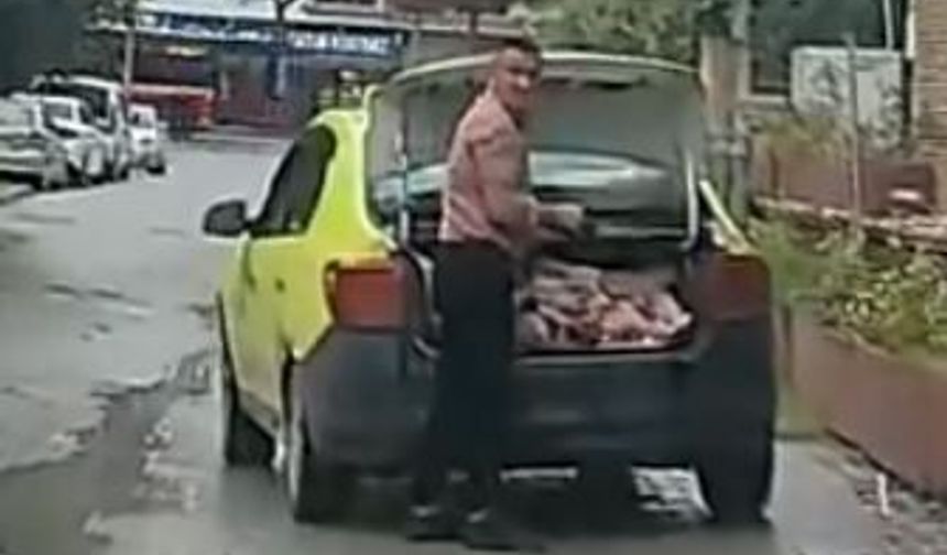 Taksinin bagajında et sevkiyatı