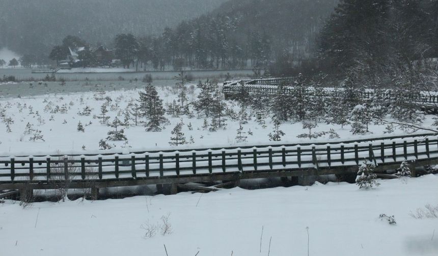 Abant Gölü Beyaza Büründü