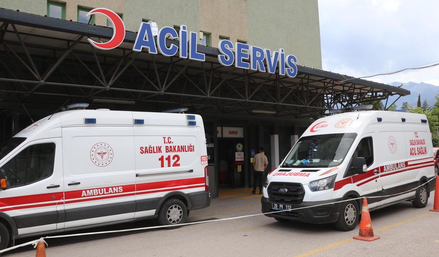 Denizli'de bariyerlere çarpan yolcu otobüsü yandı