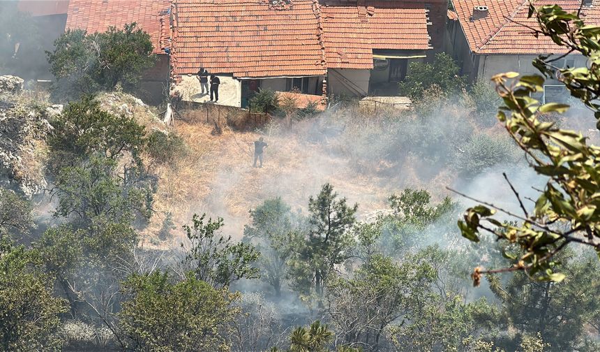 Kütahya Kalesi yakınındaki yangın büyümeden söndürüldü