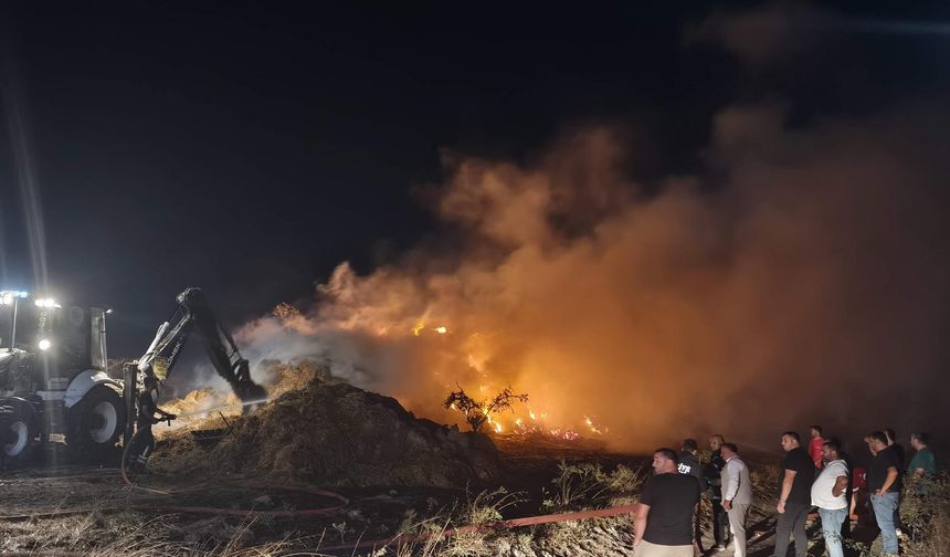 Tekirdağ'da 5 bin saman balyası yandı
