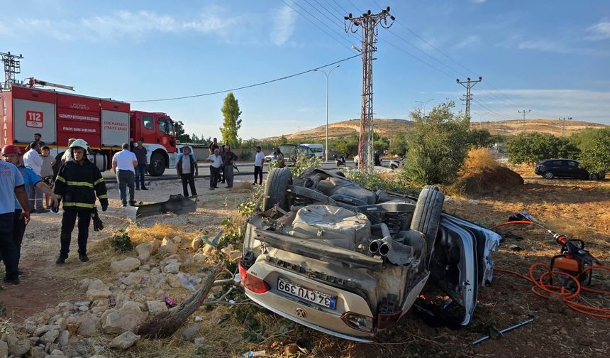 Otomobil fıstık bahçesine uçtu!
