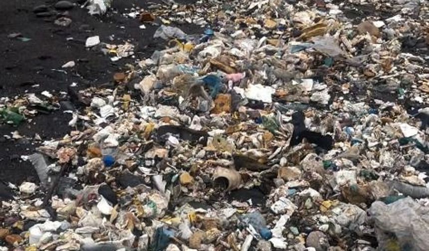 Zonguldak'ta denize sürüklenen çöpler kıyıya vurdu