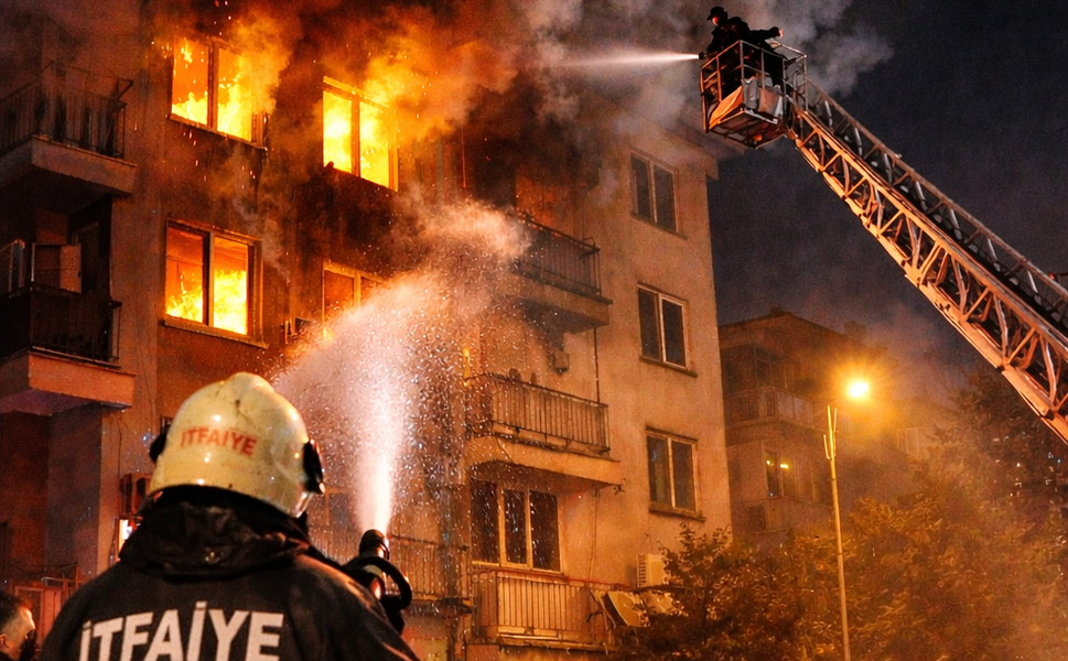 Keçiören’de apartmanda yangın çıktı