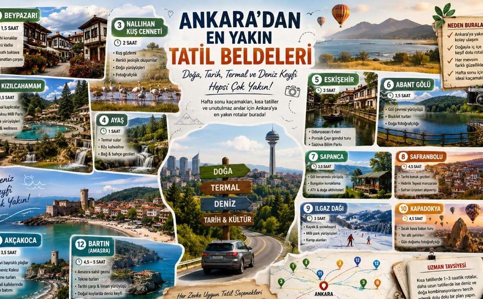 Ankara’dan En Yakın Tatil Rotaları: Doğa, Termal ve Deniz Keyfi İçin 10 Kaçış Noktası