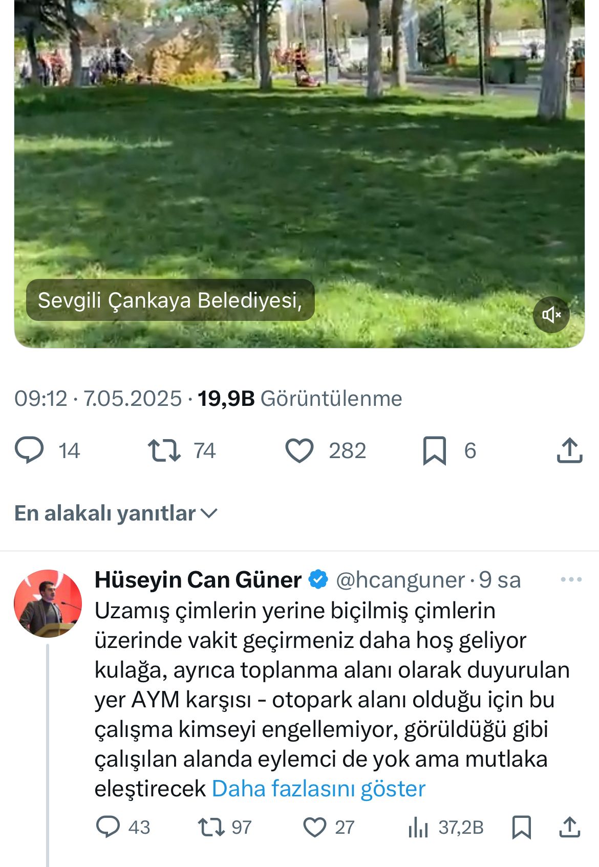Çankaya’da Eylem Günü Çim Krizi Güner’in Yanıtı Tepki Çekti 1