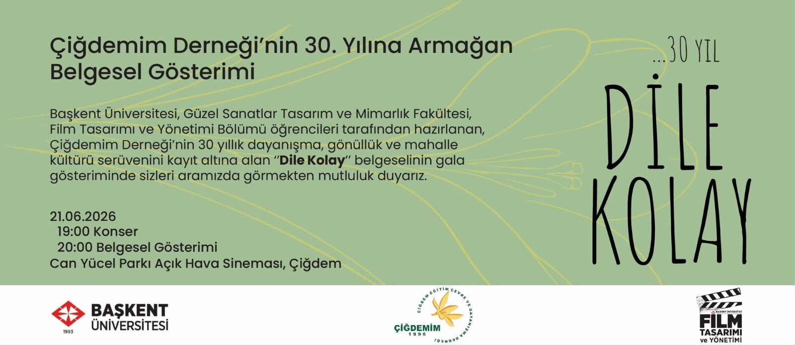 Ankara’da Kültür ve Dayanışma Gecesi: “Dile Kolay” Belgeseli Gala Yapacak