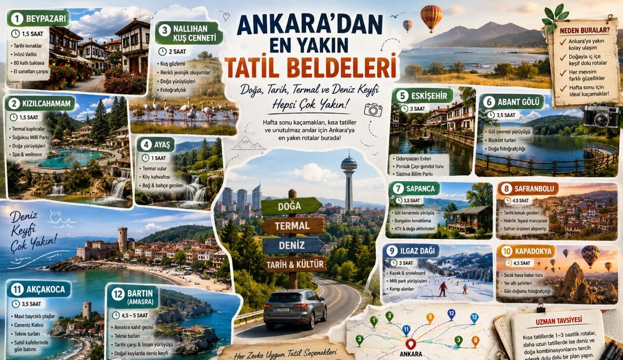 Ankara’dan En Yakın Tatil Rotaları: Doğa, Termal ve Deniz Keyfi İçin 10 Kaçış Noktası