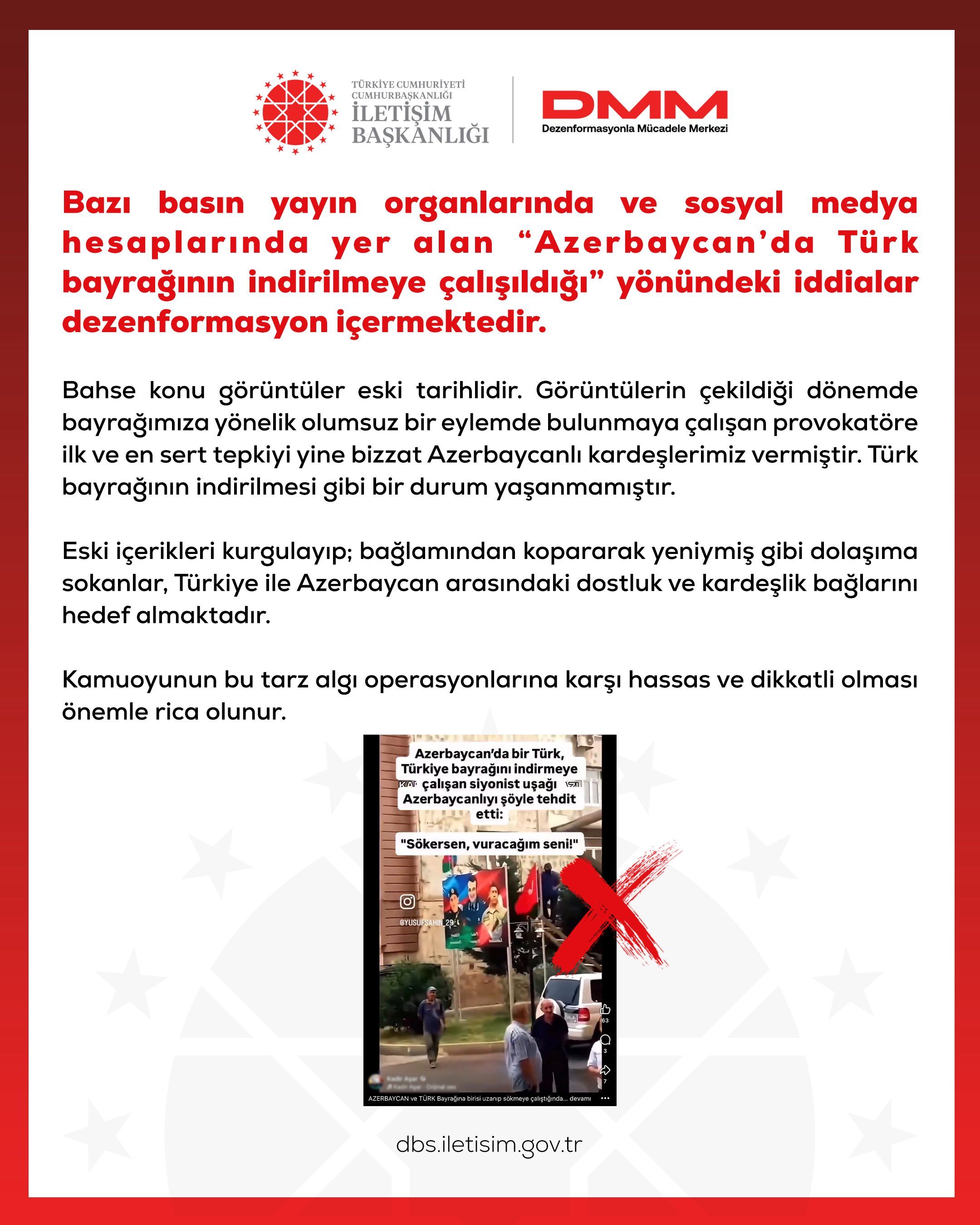 Azerbaycan’da Türk Bayrağı İndirilmeye mi Çalışıldı? DMM’den Açıklama